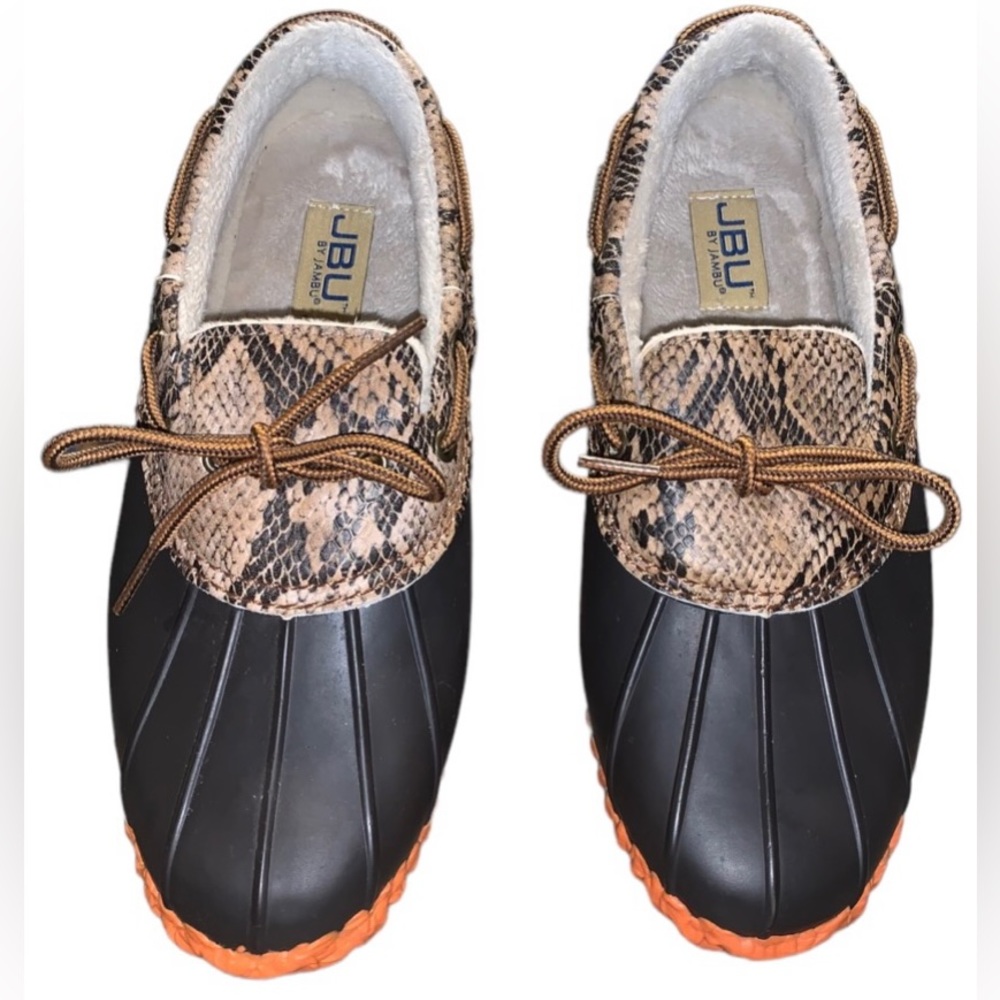 Women's JBU by Jambu Gwen Duck snake skin pattern Shoe slip on faux fur lining 9